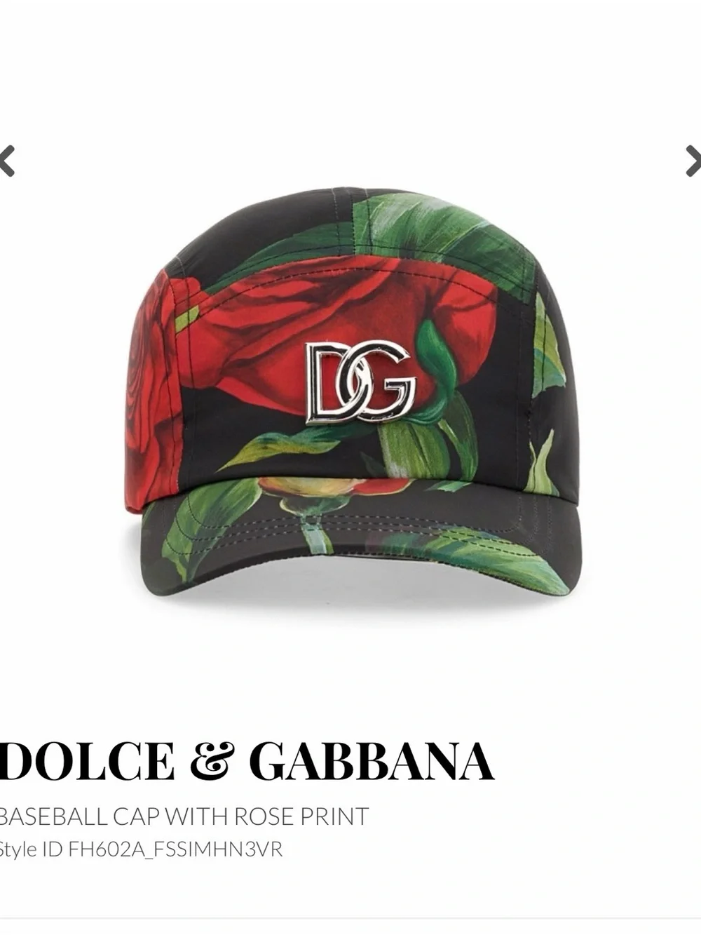 Dolce & Gabbana Black Floral Baseball Cap with Red Roses